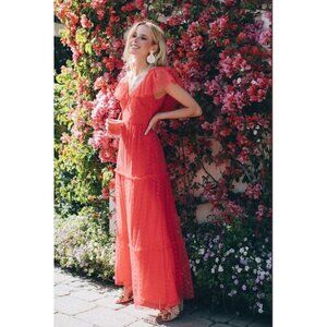 Tuckernuck tulle poppy pink Giselle maxidress gown